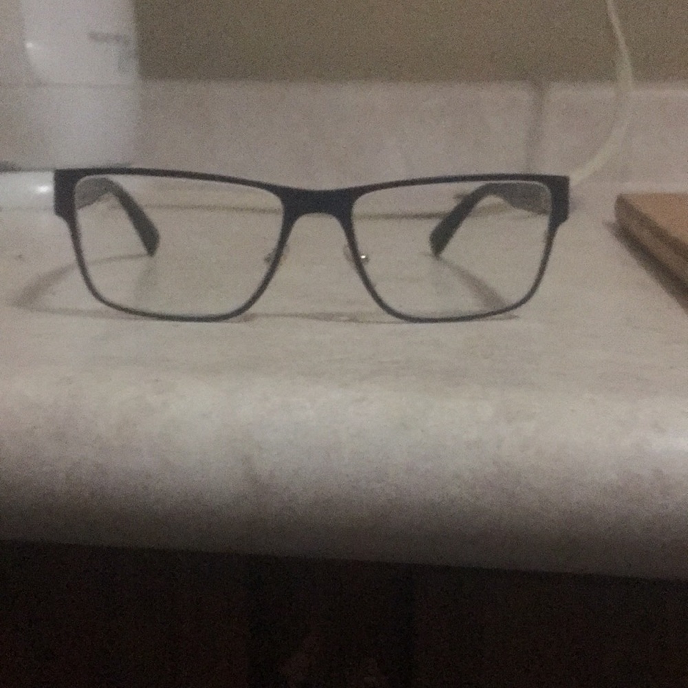 Men’s Versace glasses black gold blue frame.